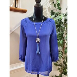 Petticoat Women's Blue Polyester Round Neck Long Sleeve Pullover Shirt Size L